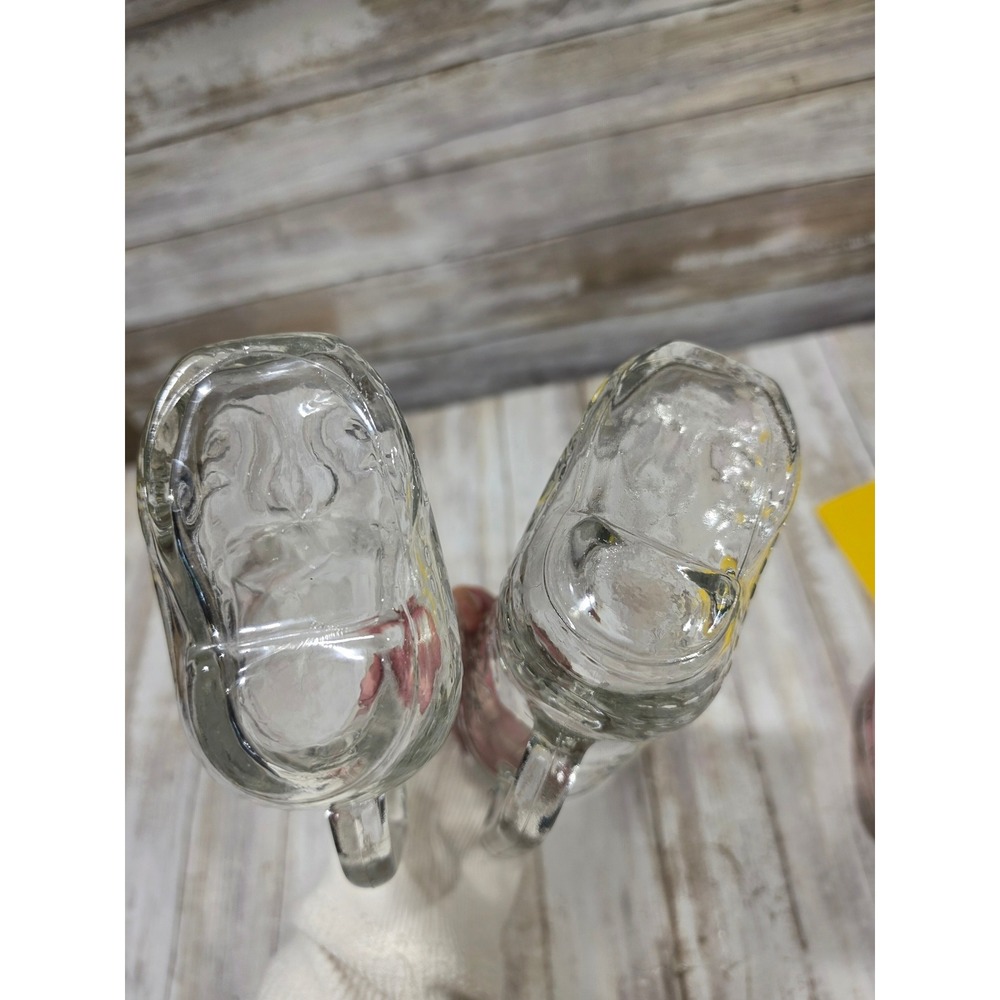 Set of 2 Cowboy Boot Glass Mugs Clear Embossed Western Barware - Picture 6 of 7